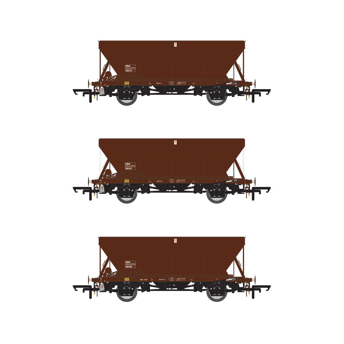 BR 32.5t HBA Hopper - BR Railfreight Brown - Triple Pack A