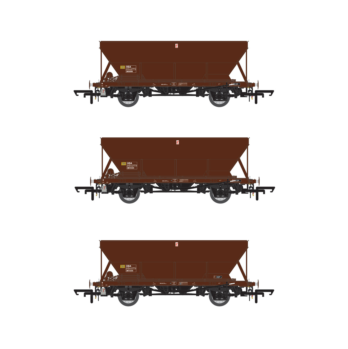 BR 32.5t HBA Hopper - BR Railfreight Brown - Triple Pack C