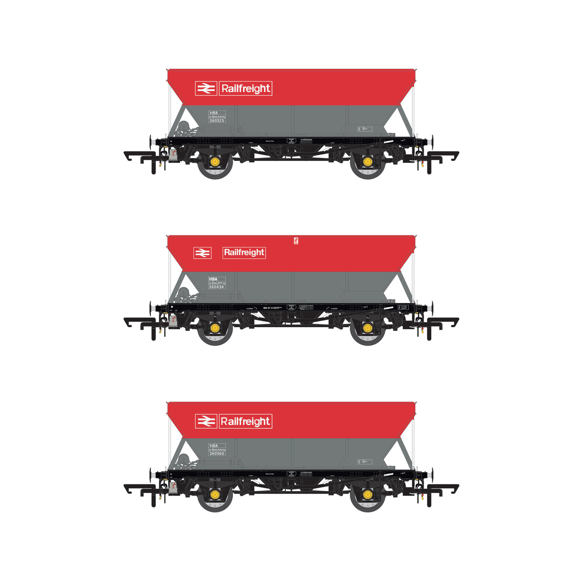 BR 32.5t HBA Hopper - BR Railfreight Red/Grey - Triple Pack D