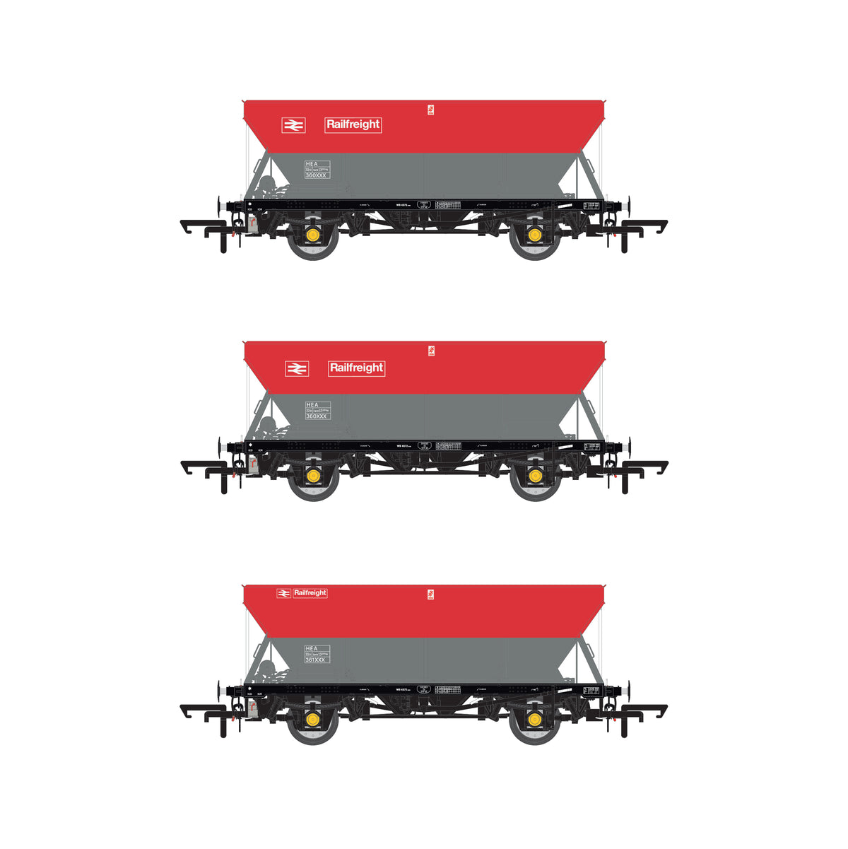 BR 32.5t HEA Hopper - BR Railfreight Red/Grey - Triple Pack G