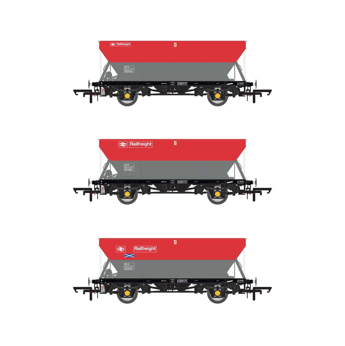 BR 32.5t HEA Hopper - BR Railfreight Red/Grey - Triple Pack I