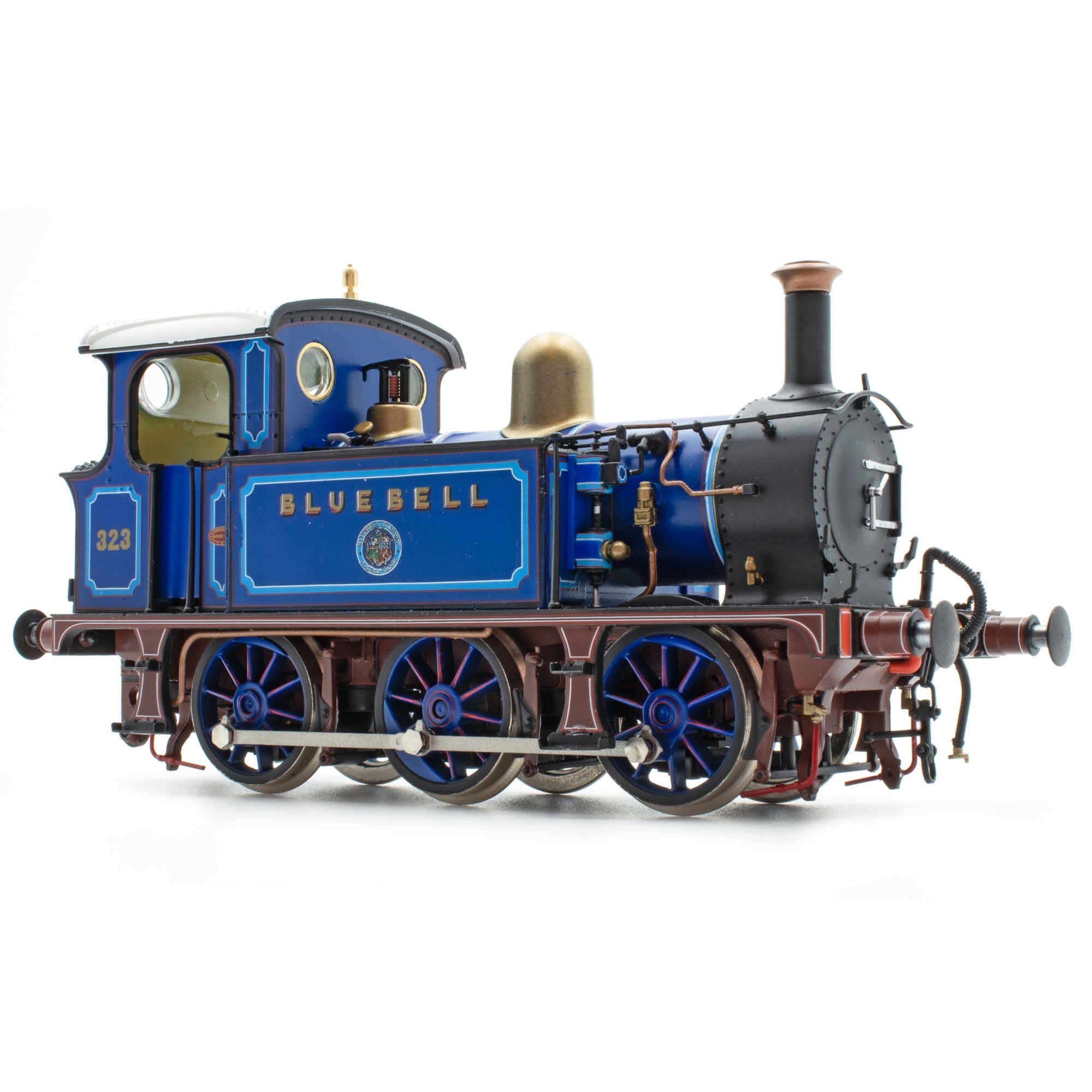 SECR P Aicme 0-6-0T 323 ‘Bluebell’ in Iarnród Cloigíní Gorma líneáilte go gorm (2010í)