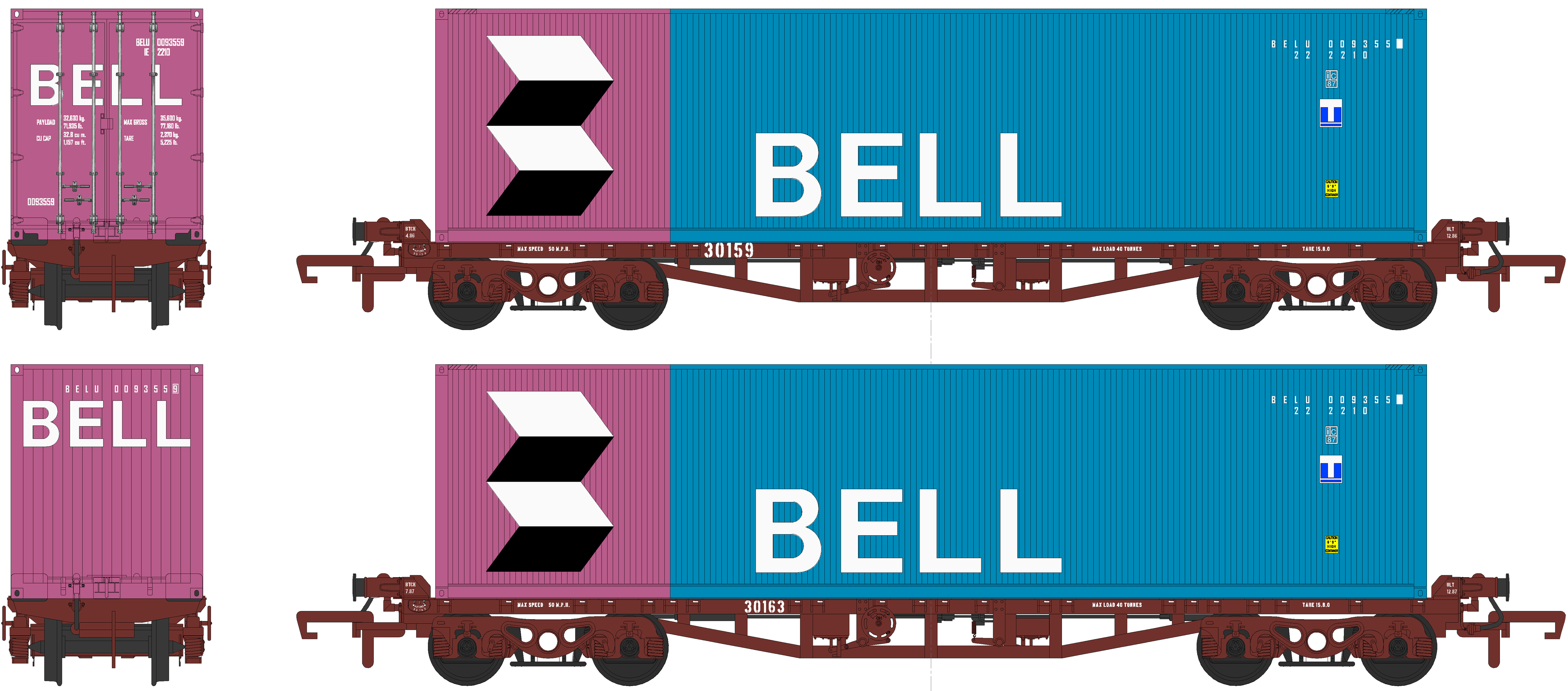 CIÉ/IR 42' Flat - Twin Pack - with 2 Bell 40’ Containers - A