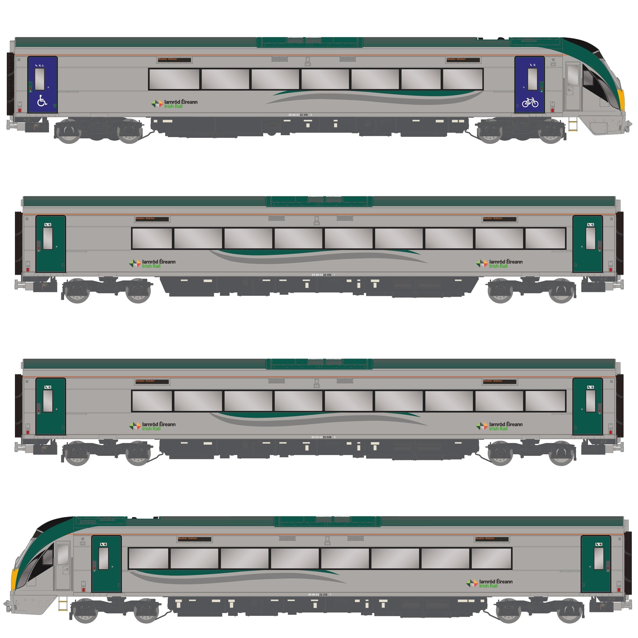 IE 22000 Class 'ICR' - 4-car in 2020 IR livery, with blue doors/cycle graphic